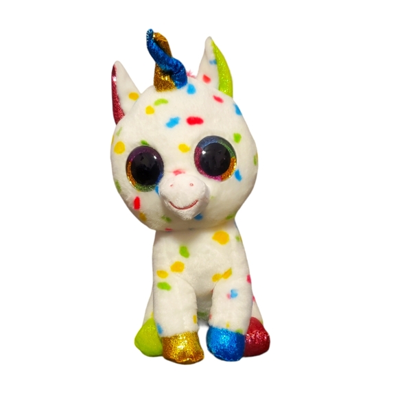 Ty Beanie Boos Harmonie Colorful Dot Unicorn Plush 10 Inches NWOT - Picture 1 of 6